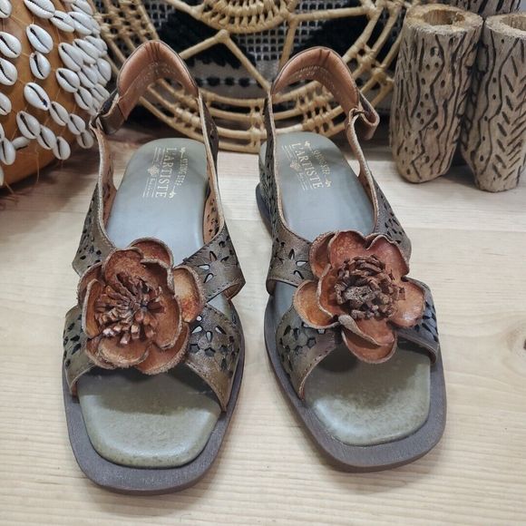 NWOB L'Artiste Suzietta Slingback Sandal Weave Basket Wedge Leather Boho 8.5/39 - Picture 2 of 12